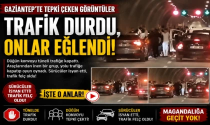 Trafik durdu, onlar eğlendi! Gaziantep’te tepki çeken görüntüler