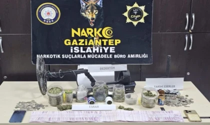 Gaziantep’te bir eve baskın! 495 sikke ve uyuşturucu ele geçirildi